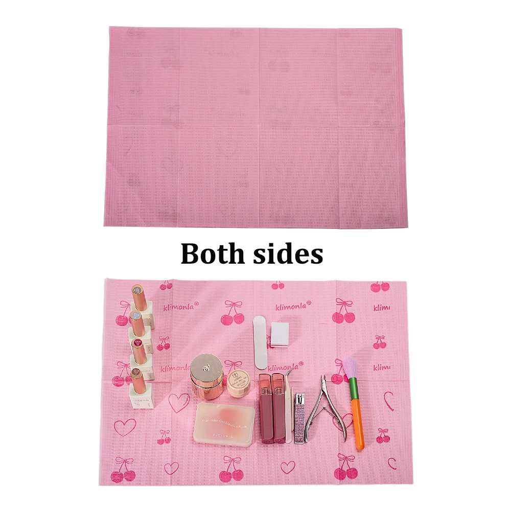 20/50/125 Stück Klimonla Rosa Einweg-Nageltischmatten mit zufälligem Muster, ideal für Maniküre und Nagelkunstschutz – Detail 4