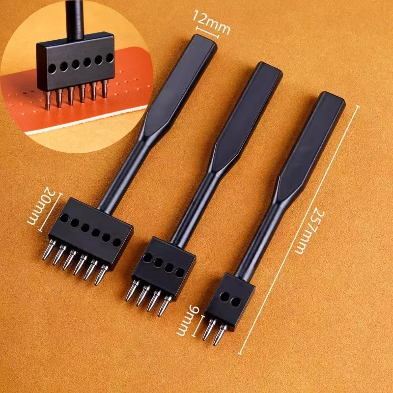 4mm/5mm/6mm Leather Process Round Holes Row Punch DIY Leather Bag/shoe/coasters Hand Stitching Hole Auxiliary Punching Tools leather hole punch leather puncher