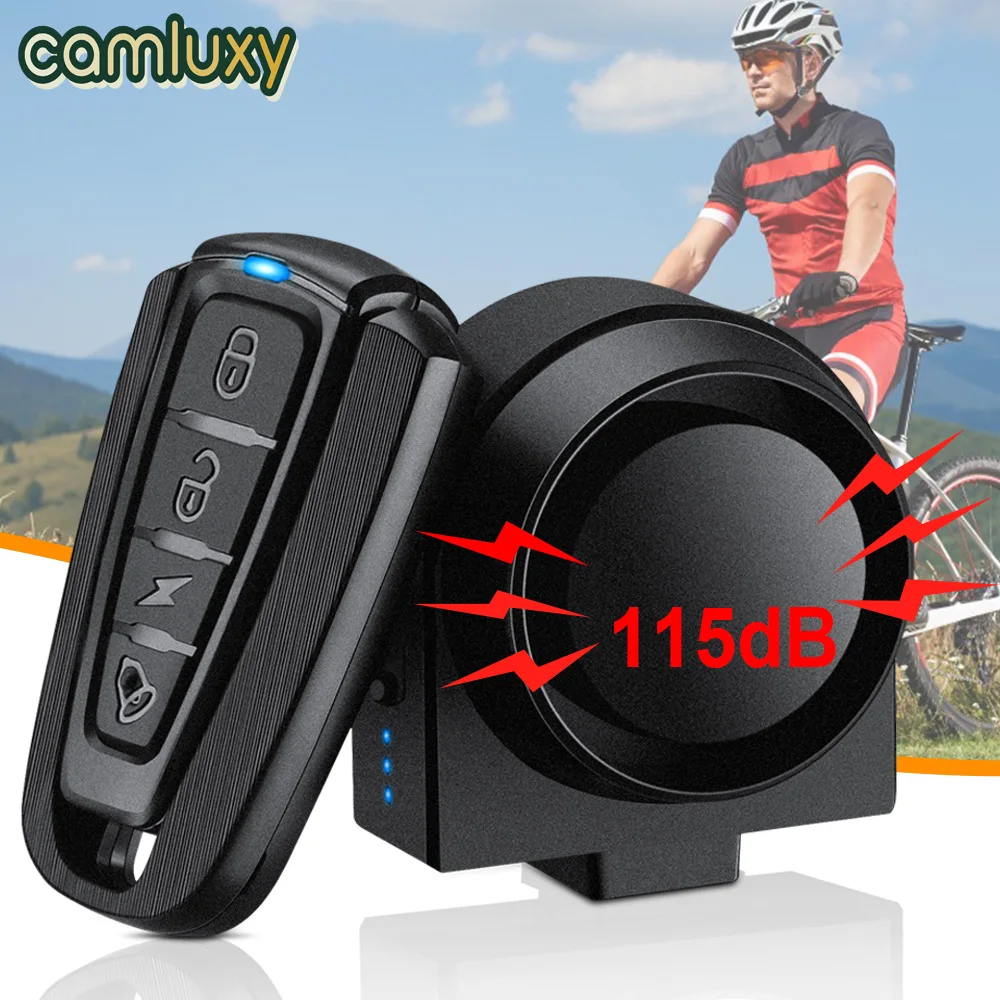 Camluxy Wireless Bike Vibration Alarm Waterproof USB Charging Remote Control Motorcycle Electric Bicycle Security Burglar Alarm