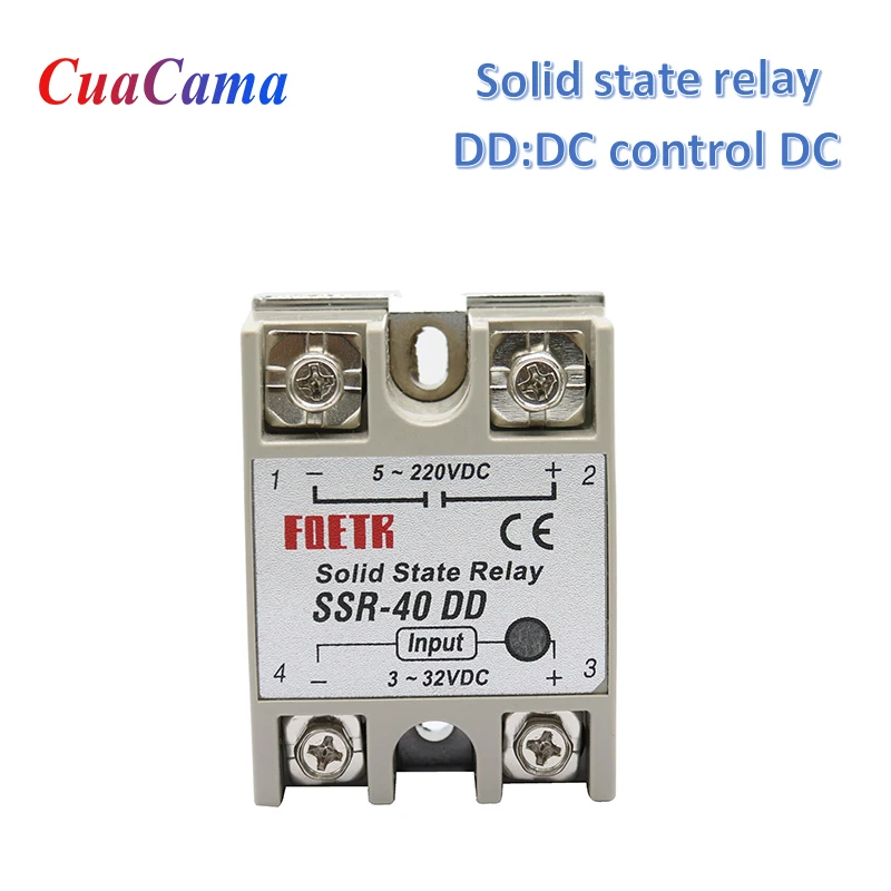 Relé de Estado Sólido Monofásico Pequeno Ssr10dd Ssr25dd Ssr40dd Ssr60dd Ssr80dd Ssr-100dd dc Controle dc 5-110v 5-200v Pcs