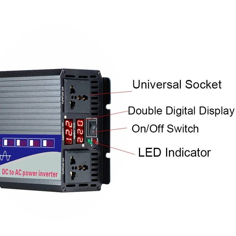 순수 사인파 전력 변환기, 태양광 자동차 인버터, 이중 소켓 변환기, DC 12V, 24V, 48V, 60V, AC 220V, 3000W, 4000W, 5000W