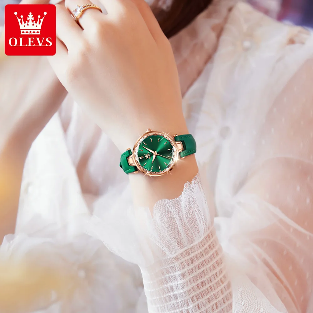 ساعة ماركة OLEVS عصرية بحلقة خارجية مرصعة بالألماس...