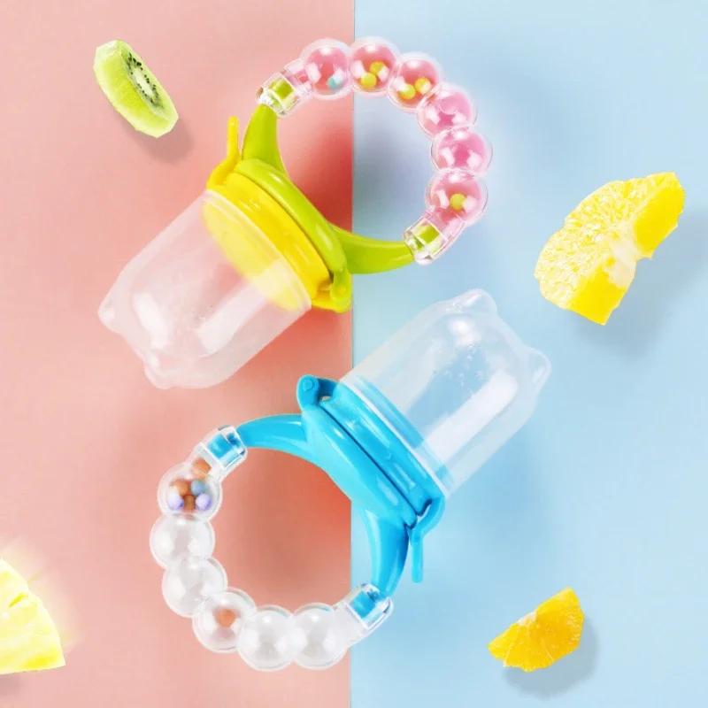 

Baby Food Nibbler Feeding Spoon Bell Ring Juice Extractor Pacifier Chew Silicone Gum Fruit Vegetable Bite Eat Auxiliary Bottles