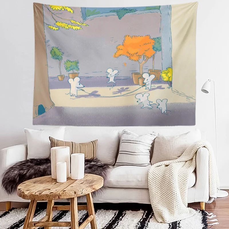 Tapestry Decor Healing Cartoon Small Animal Tapestry Bohemian Kawaii Accessories Room Tapestries kawaii Ccessories Room Wall Cloth Tapestries