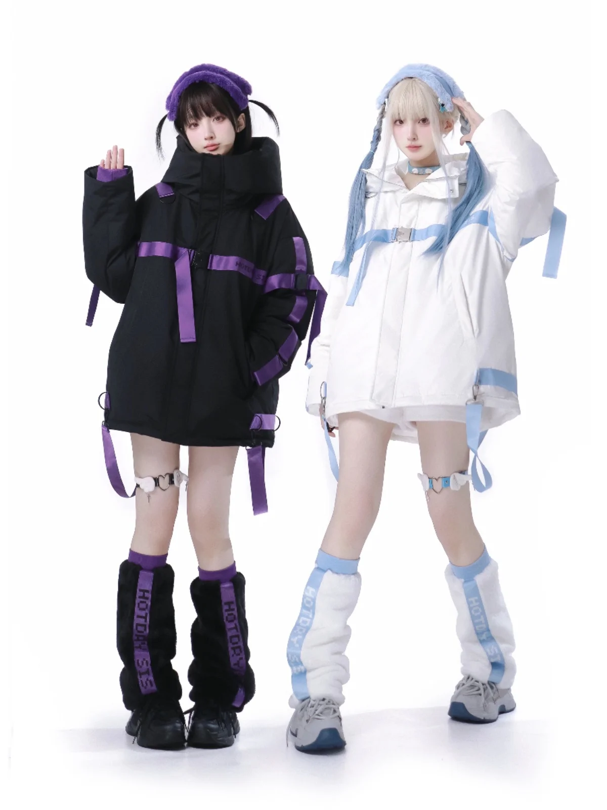 Japanese Style Lolita Style Down Jacket Female Student Autumn Winter Stand Collar Hooded 3d Decoration Zipper Thermal Coat Women