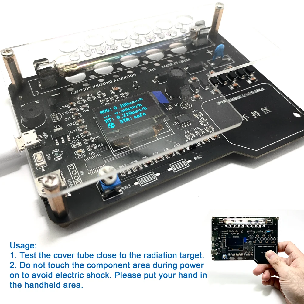 Handheld Simple Assembled DIY Geiger Counter Kit Module Nuclear Radiation Detector X-rays &gamma;-rays &beta;-rays Iodine 131 Detecting