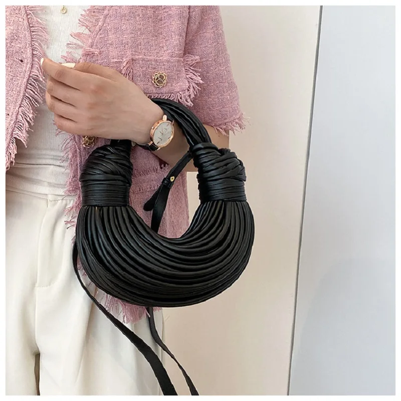 Women's shoulder bag Handbags 2024 New Gold Luxury Designer Handwoven Noodle Bags Rope Knotted Pulled Hobo Silver Evening Clutch