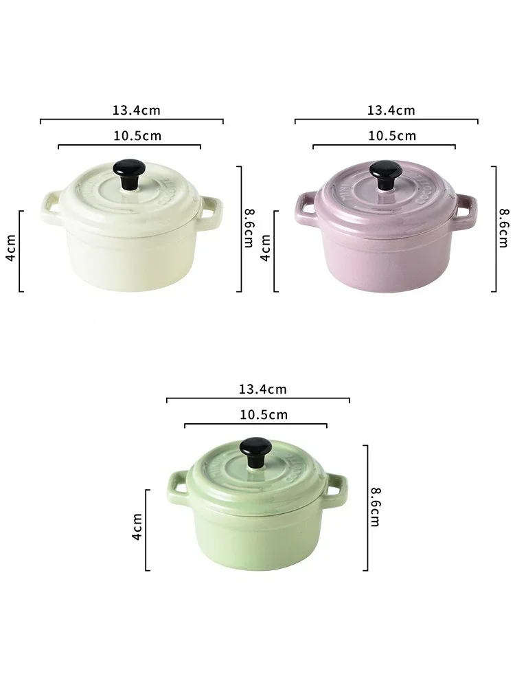 Description Picture 2 of item200ML Ceramic Breakfast Bowl Ramekins with Lids Oven Safe Creme Brulee,Mini Casserole Souffle Cover&Handle for French Onion Soup