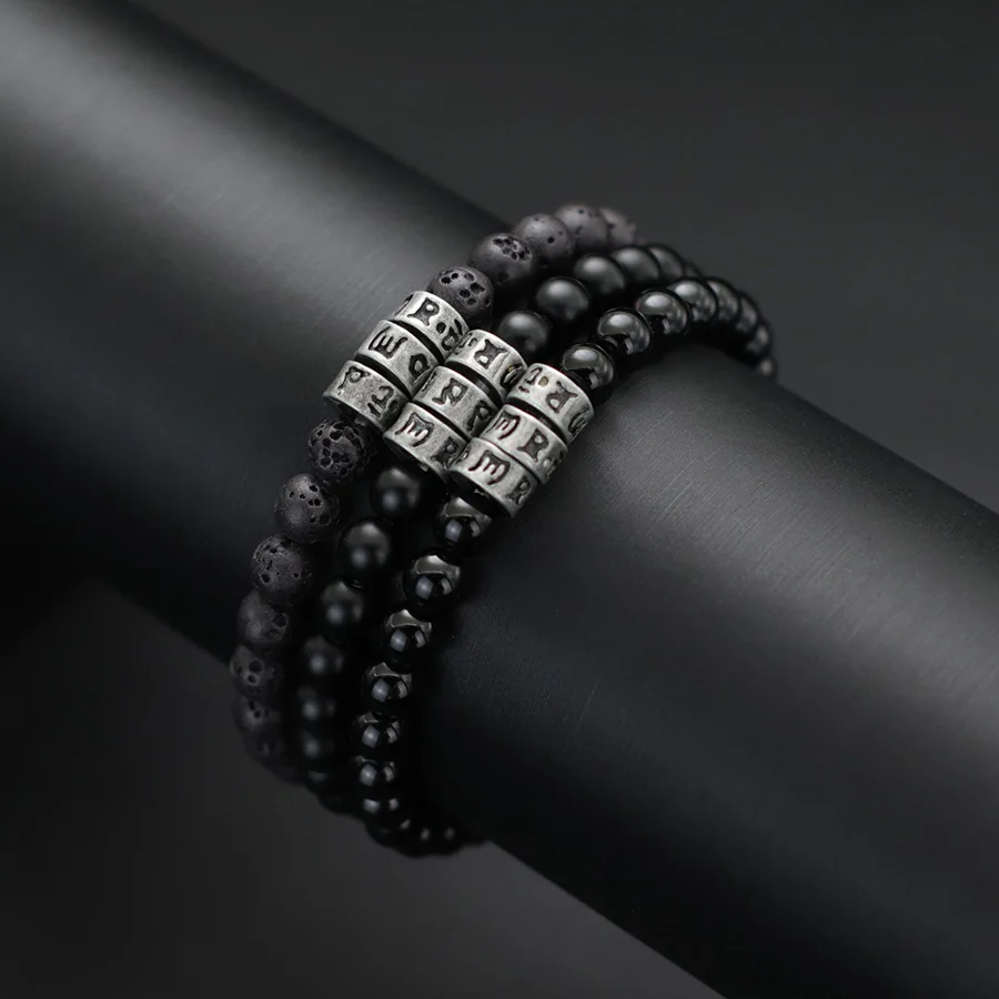 Black Onyx Stone Men Bracelet Viking Accessories