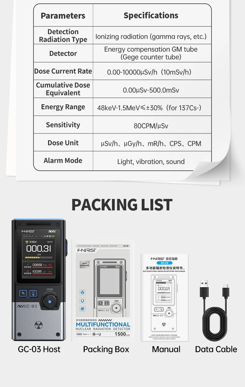 GC-03 3-IN-1 Electromagnetic Radiation Detector, Electric & Magnetic Field Stren