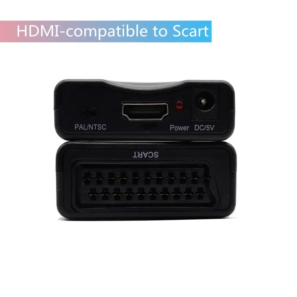 1080P SCART HDMI-compatible Video Audio Converter with USB Cable For HDMI Sky Box DVD Television Signal Upscale Converter