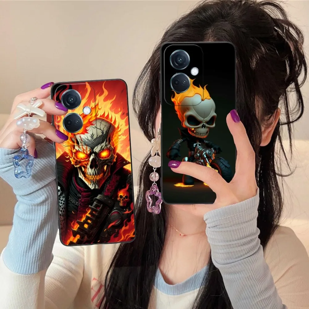 Ghost Rider Mobile Cell Phone Case For Oppo Find X5 X3 X2 A93 Reno 8 7 Pro A74 A72 A53 Black Soft Phone Cover Funda