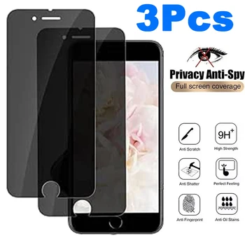 Proteggi schermo privacy da 3 pezzi per iPhone 6 6s 7 8 Plus SE2020 SE2022 Vetro temperato anti-spia