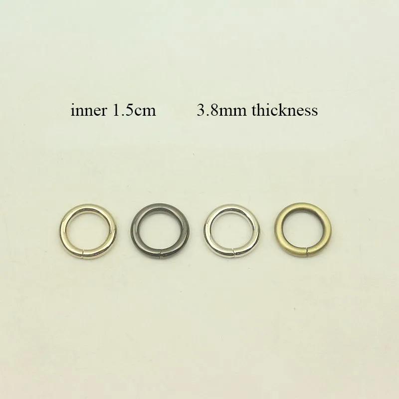 50Pcs Unwelded O Ring Metal Round Circle 15mm for Clothing Handbag Decoration Button Hardware Leather Crafts Accessories 2 4pcs deepeel 30mm gold side clip buckles bag metal lock clasp o ring decor snap for handbag diy hardware crafts accessories