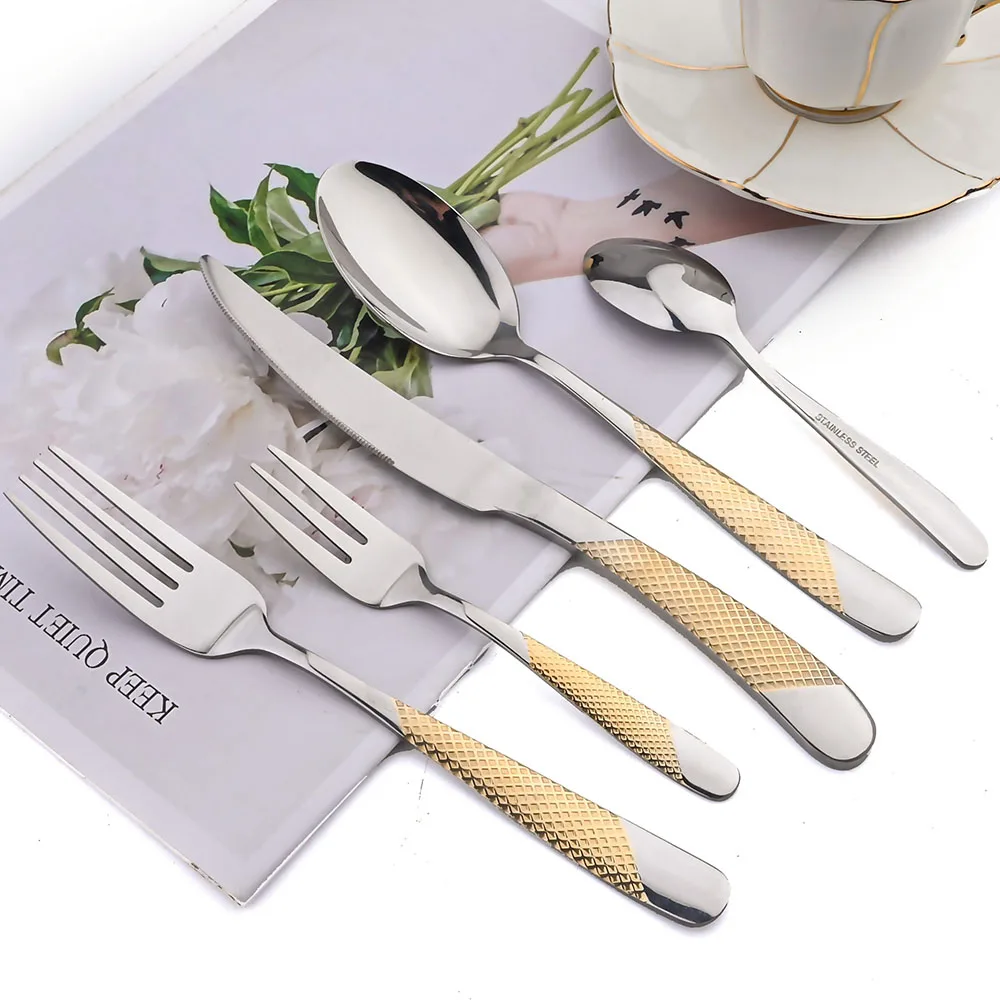 Description Picture 6 of itemAJOYOUS 30Pcs Dinnerware Set Steak Knives Fork Tea Spoon Cutlery Set Stainless Steel Western Flatware Kitchen Tableware