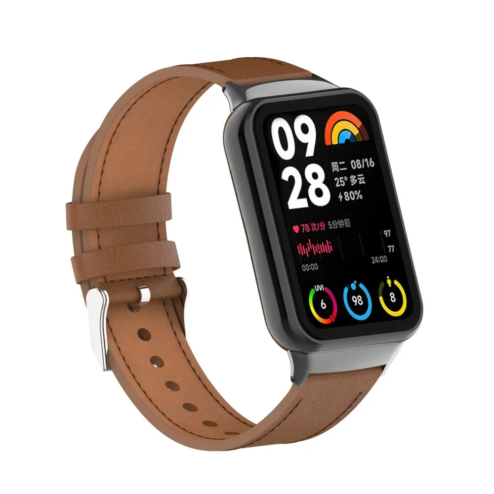 Premium Leather Strap Bracelet Watchband Accessory with Metal Replacement Belt