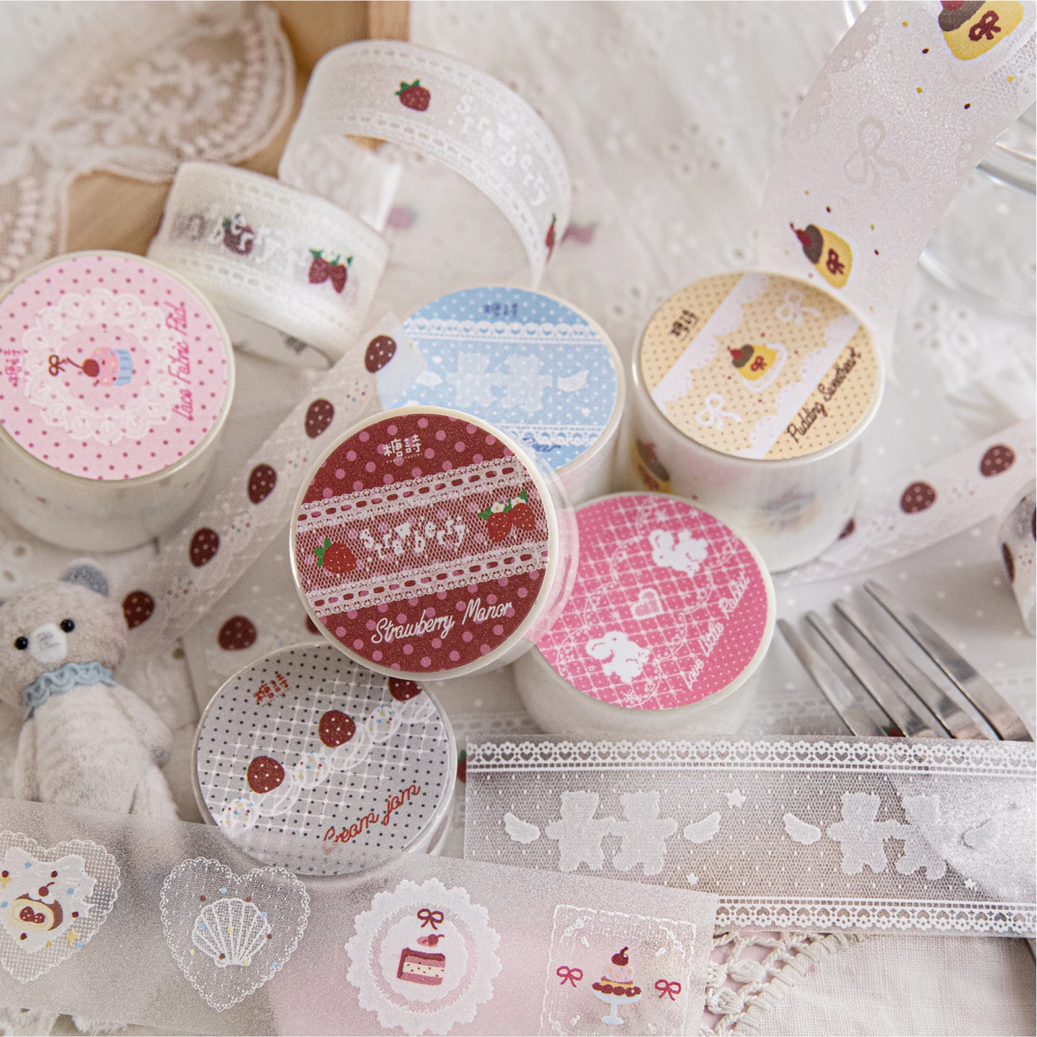 JIAMEI 2m/롤 핸드메이드 레이스 시리즈 카와이 인스 감성 마스킹 테이프 DIY 핸드메이드 스크랩북 재료 데코 저널 용품