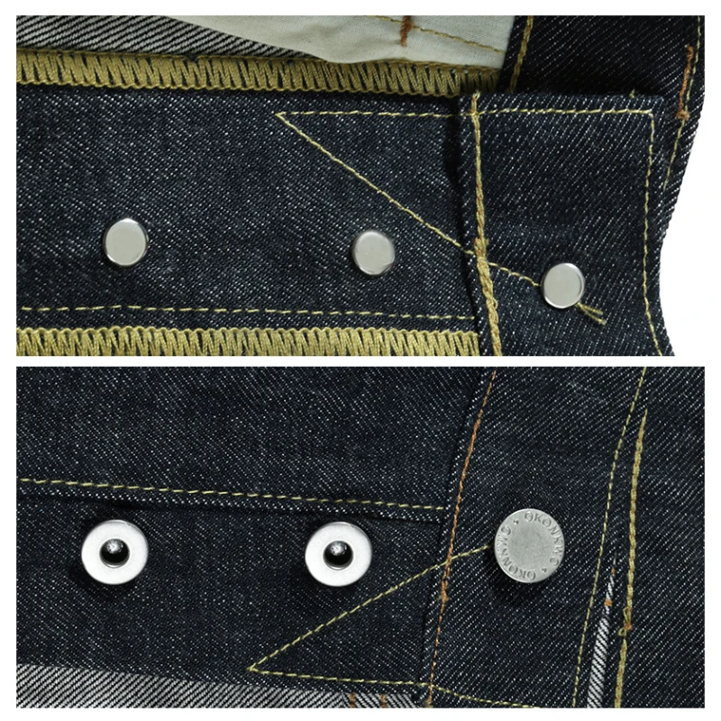 New 15oz heavy primary color Raw Denim jeans men's casual cow-raising straight leg pants selvedge denim jeans for men 5
