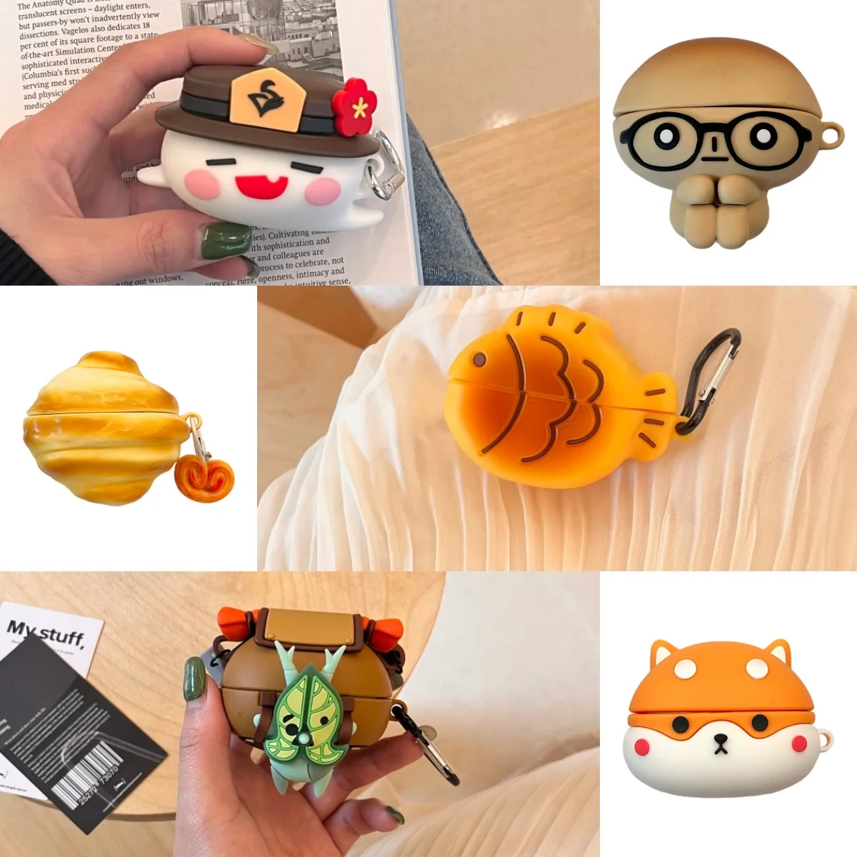 Bluetooth Protective Silicone Cartoon Cake Ghost Earbuds Case with Ring Anti-Drop