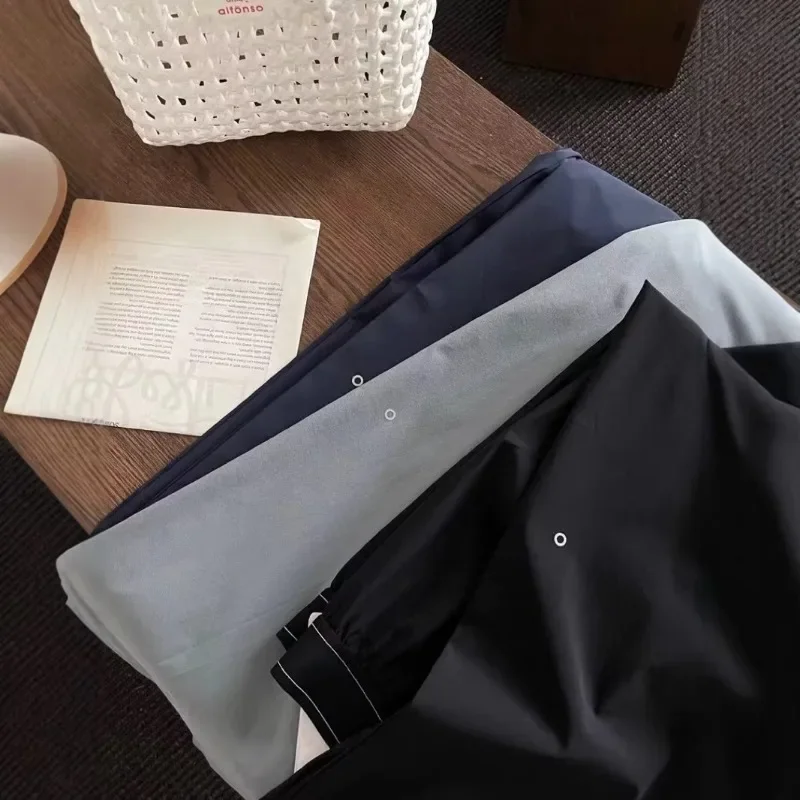 New Elastic High Waist Casual Sports Pants Solid Color American Style Pants 2025 Fashion High Street Summer Straight Trousers 6