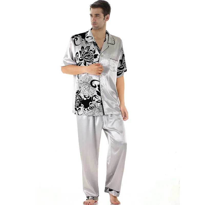 Silk Pajamas For Men Summer Pyjama Set 