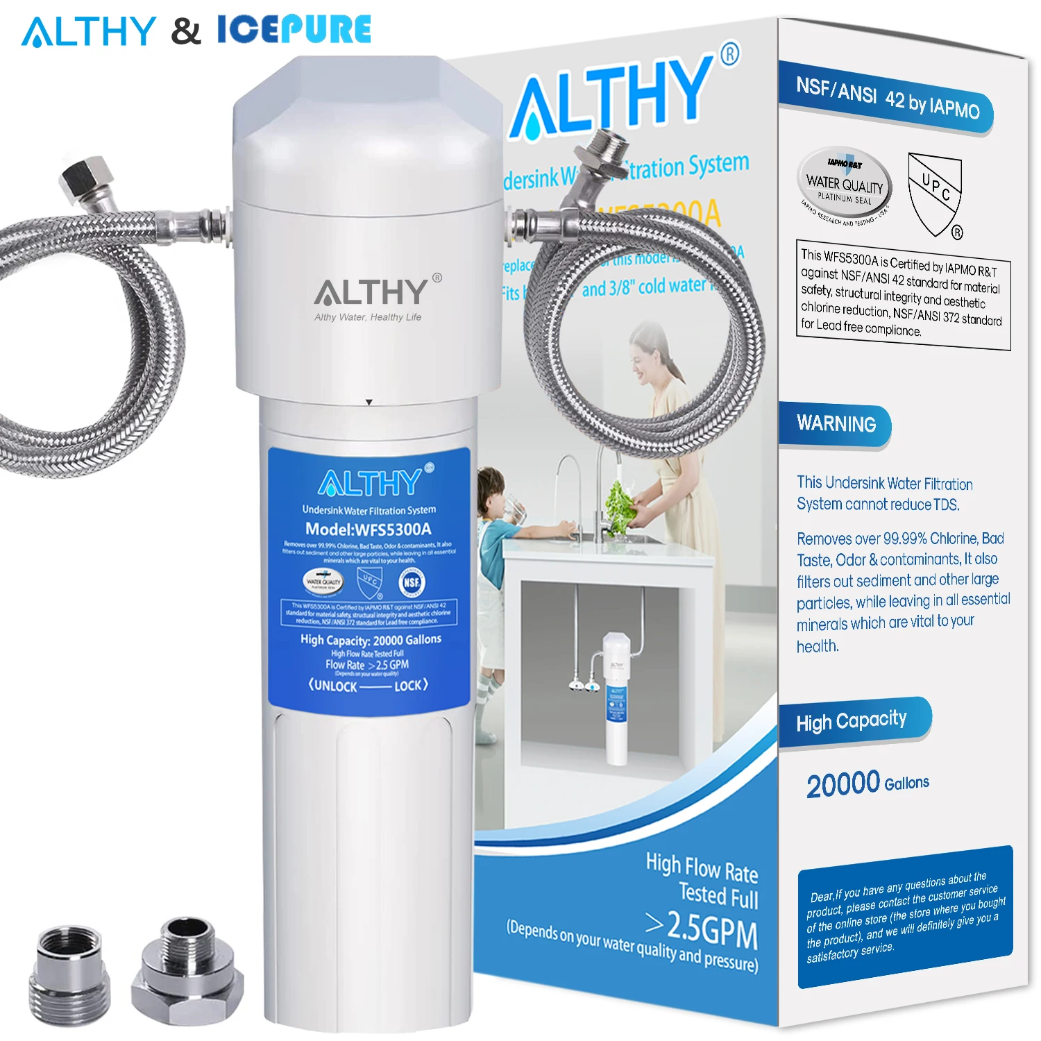 ALTHY Under Sink Drinking Water Filter Purifier NSF/ANSI Certified