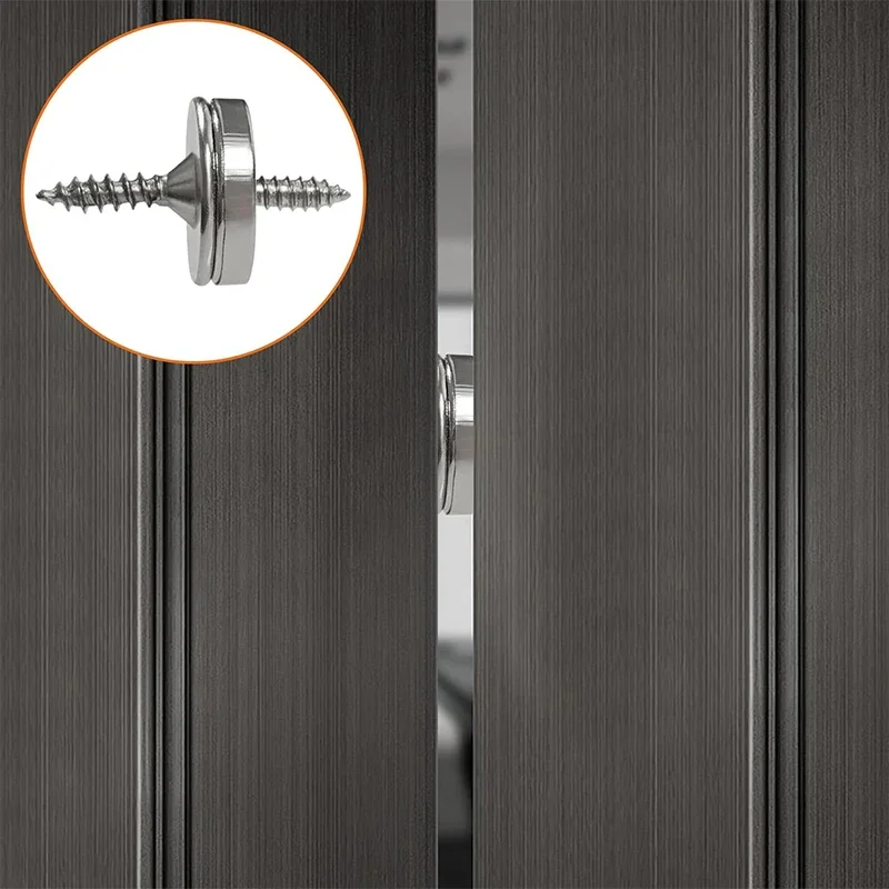 Magnetic Cabinet Latches Cabinet Magnetic Snaps Drawer Cupboard Door Magnet Clasps With Screws Hidden Closing Circle Kitchen Wardrobe Seal Snap 1/24Sets magnetic cabinet catches magnetic cabinet latches