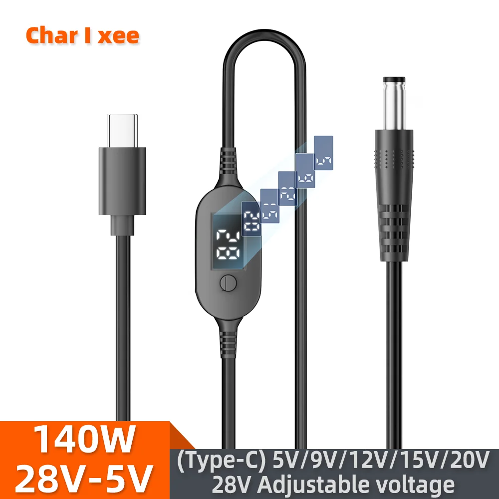 สายแปลงไฟ USB-C ปรับแรงดันได้ 140W สำหรับแล็ปท็อปและอุปกรณ์อิเล็กทรอนิกส์