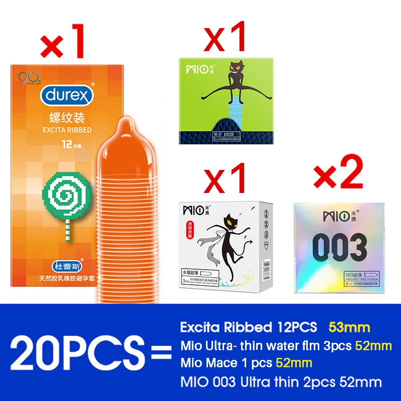 20pcs Durex Condom For Men Pleasuremax Natural Latex Lubrication Particle Dotted Ribbed Stimulate Penis Sleeve Adult Sex Toys