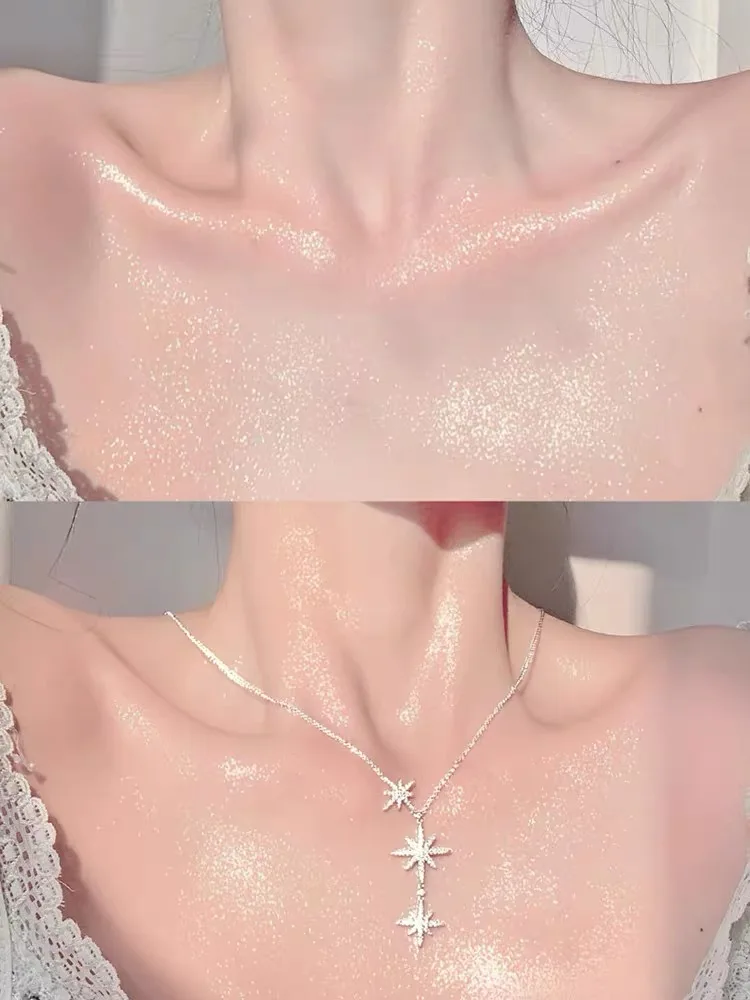 HANDAIYAN 3 Colors Glitter Powder Highlighter Makeup Body Brightens the Natural Face Blusher Fairy Highlight Patting Powder 6