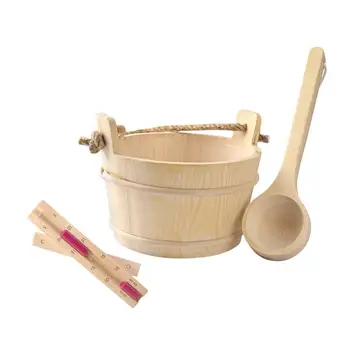 ถังซาวน่าไม้และทัพพีพร้อมนาทีนาฬิกาทรายสปานึ่งห้องน้ํา เครื่องมือ สําหรับห้องน้ํา 1