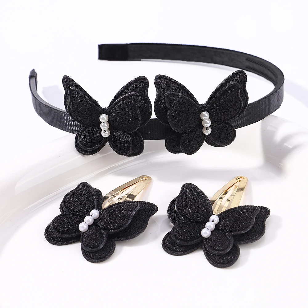 10 teile/satz Mädchen Zarte Haar Band Haar Clips Set Solide Schmetterling Imitation Perle Haar Hoop BB Clip Headwear Geschenk Sets – Detail 14