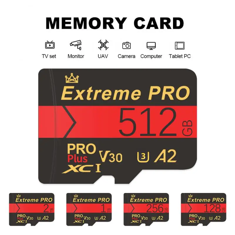 Scheda Sd Micro Memory Da 1Tb Scheda Sd Ad Alta Velocità Da 128Gb 256Gb Scheda Flash Sd/Tf Scheda Di Memoria Da 512 Gb Per Fotocamere Telefoniche Lett