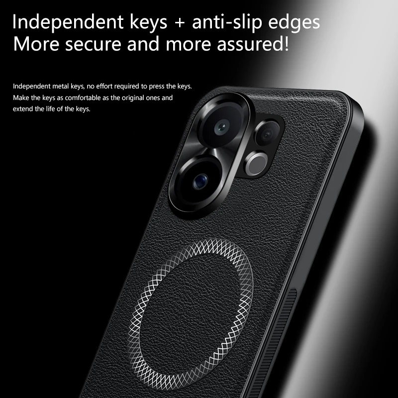Magnetic Elegant Leather Wear-Resistant Non-Slip Phone Case with Full Lens Coverage