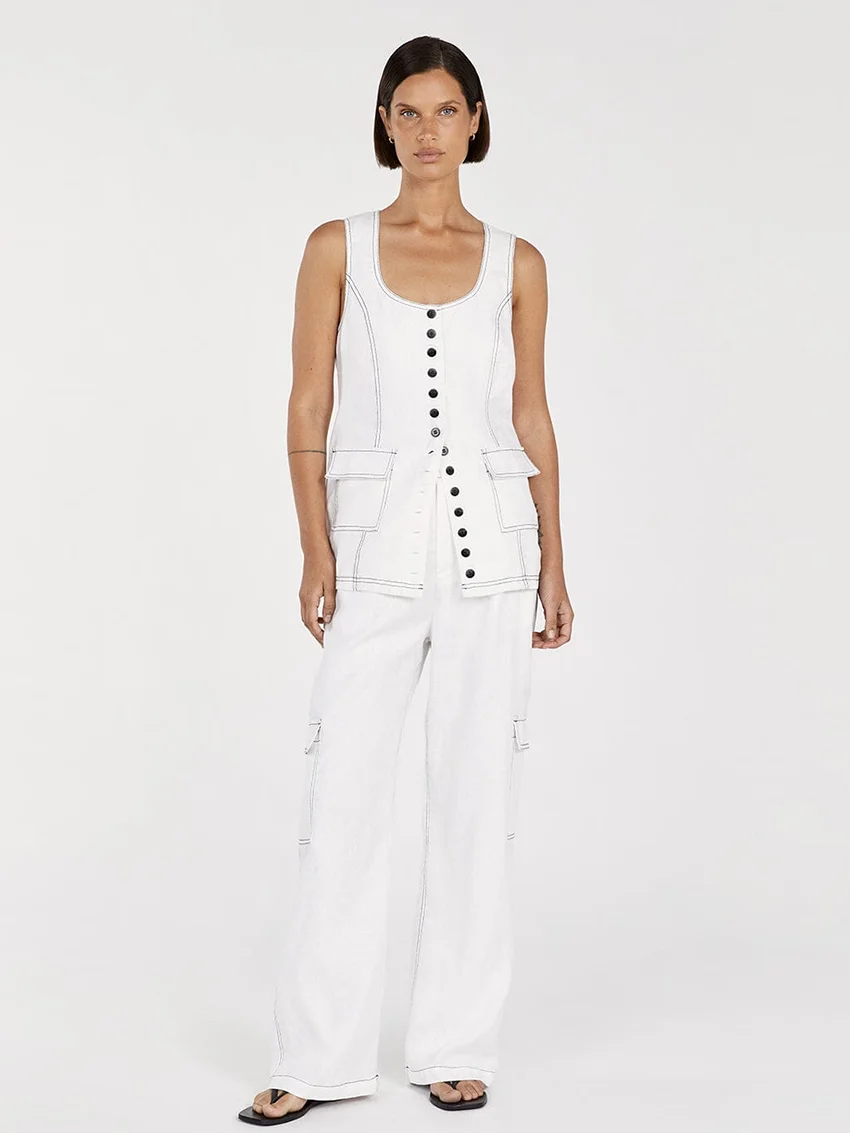 Marthaqiqi Summer Ladies Sleepwear Set O-Neck Nightwear Tank Tops Nightgowns Wide Leg Pants Casual Female Pajamas 2 Piece Suits