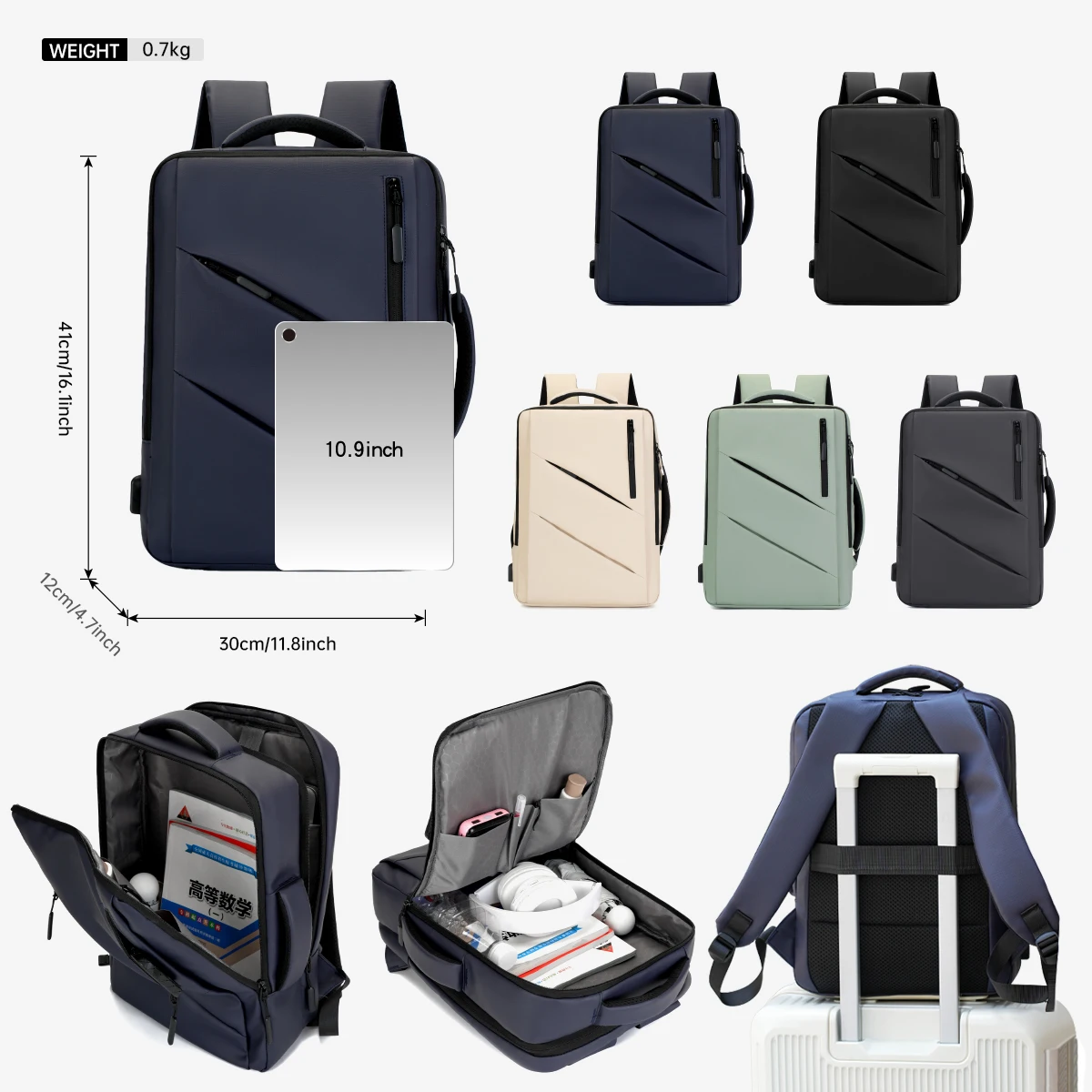 Men's Backpack Business Trip Work Clothing Fashion Backpack Travel Large Capacity Classy 15.6inch Computer Bag Lightweight College Student Bag Conference