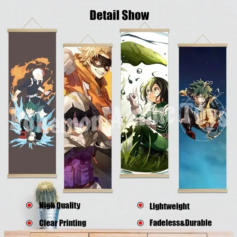 My Hero Academia Retro-Style HD Wall Art Hanging Scroll