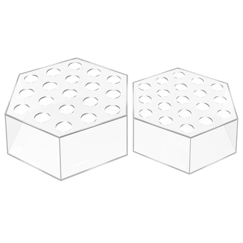 

2 Piece Acrylic Hexagon Flower Vase,Clear Acrylic Vase For Home Decor Table Decorative Wedding Office Party Ornaments