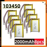 103450 3.7V 2000mAh Polymer Lithium Rechargeable Battery Jst PH 2.0mm 2pin Plug for Camera GPS Navigator MP5 Bluetooth Headset 1