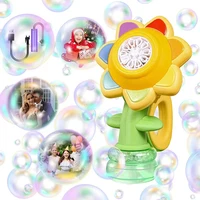 Sunflower Bubble Machine for Kids Automatic Flower Bubble Toy with Light for Toddlers Bubble Maker Blower for Kids Outdoor Toys
