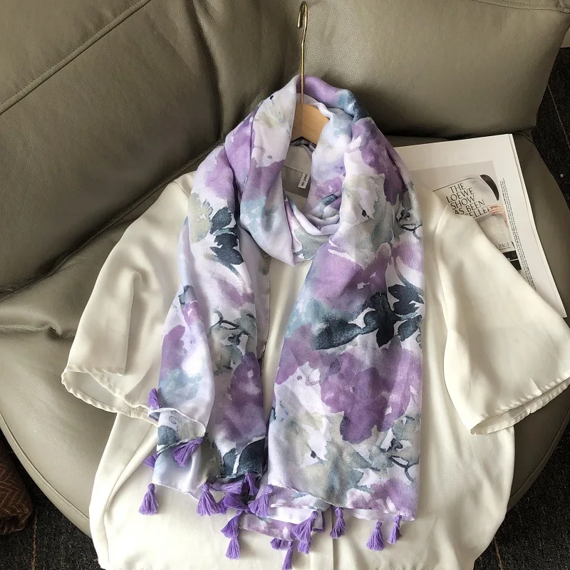 Neues Design Marke Frauen Blumen schal Mode druck Baumwolle Herbst Winter warme Schals Hijabs Dame Pashmina Foulards Bandana Muslim – Detail 28