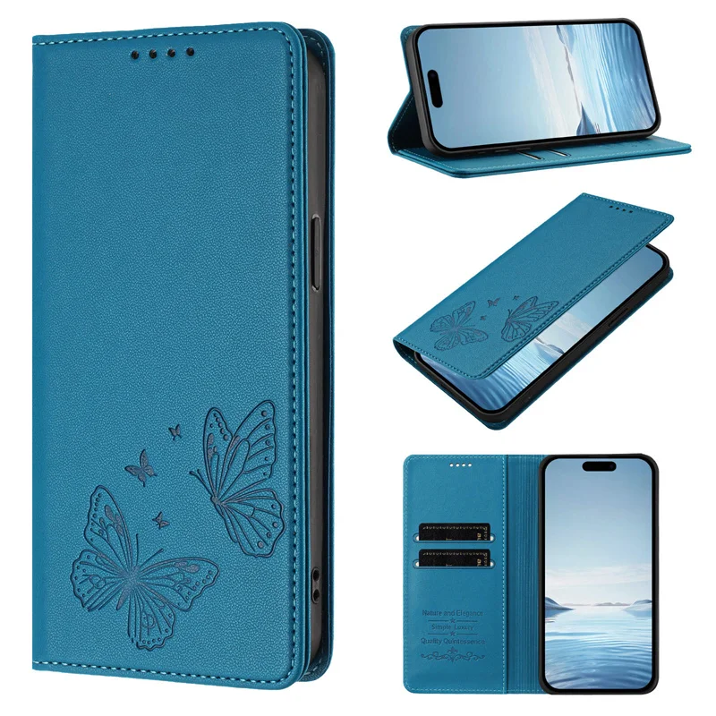 Magnetic Butterfly Leather Wallet Case Cover