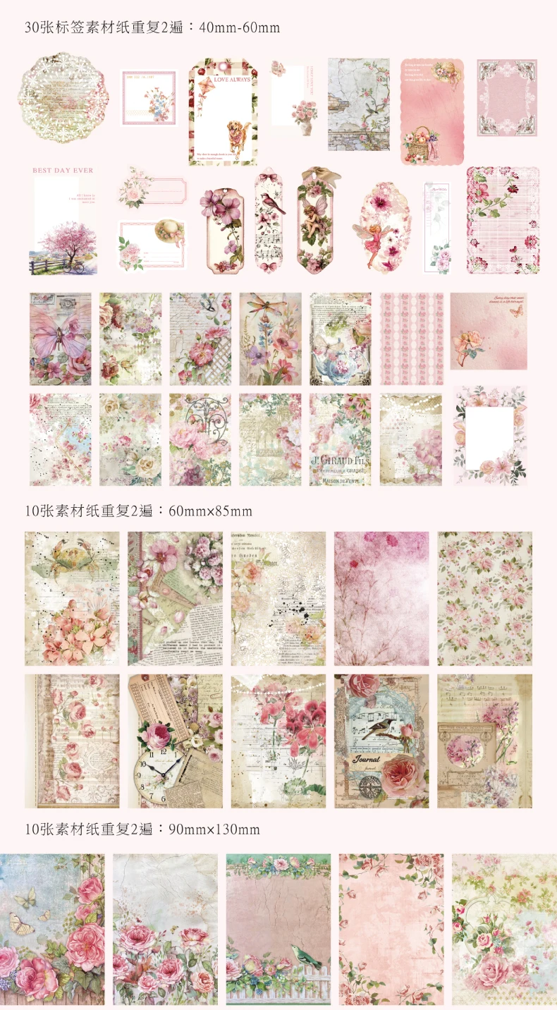 100 Blatt Vintage-Dekor, Scrapbooking-Materialien, Papier-Kombi-Set, DIY Junk Journal, Collage, Fotoalbum, Retro-Hintergrundpapier ﻿ – Detail 6