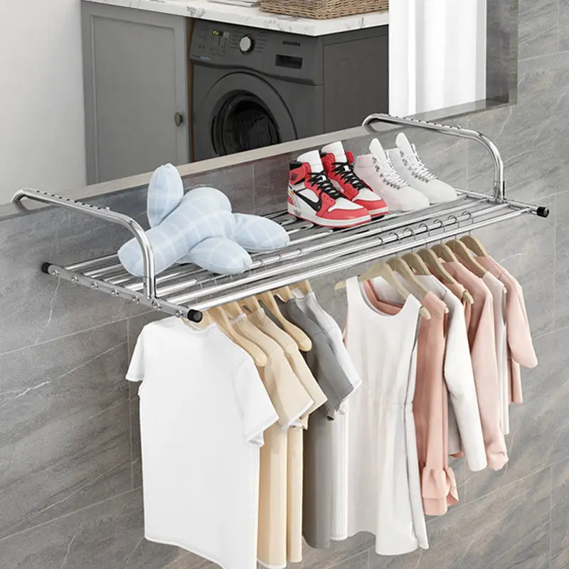 Balcony Multifunctional Hanger Shoe Rack Drying Shoes Towel Clothes Hanger Window Guardrail Stainless Steel Storage Artifact