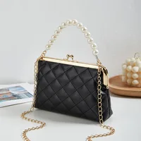 Embroidery Clip Chain Strap Crossbody Pearl Women's Bag 6