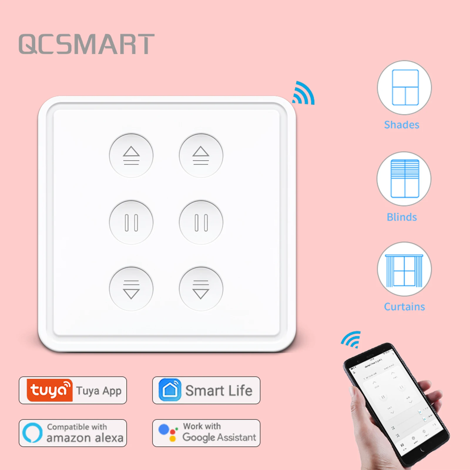 Tuya Smart Life EU WiFi Double Curtain Switch Remote Control Blinds Engine Roller Shutter App Timer Google Home Alexa Echo remote control blind shutter tuya smart life eu wifi curtain touch switch voice control by google home alexa echo app timer