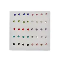 20 Pairs Small Stud Earrings Colorful Faux Rhinestone Plastic Ear Studs Fashion Studs Earrings for Women Hypoallergenic Earrings 1