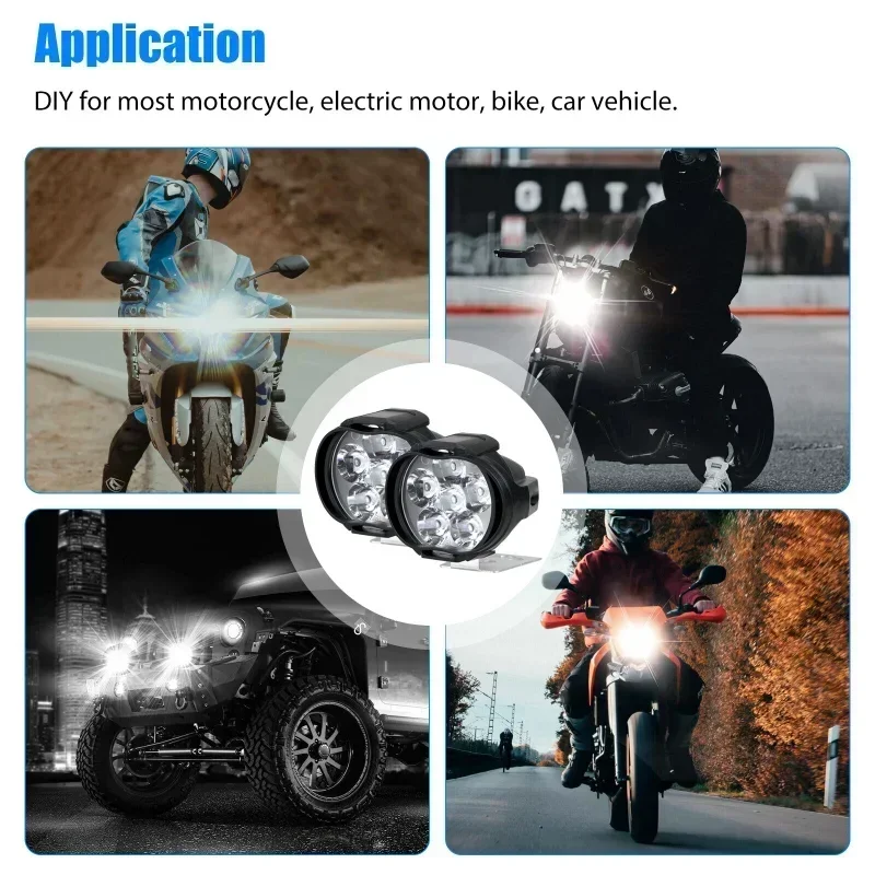 Motorcycle Headlight Spot Lights High Bright Waterproof Scooter Lights Work Spotlights LED Fog Bulb 6 Lamp Auxiliary With X5K3