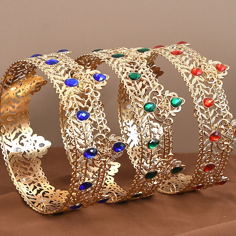 Gold Color hair band crown for Men, Royal Crown with Black Rhinestone, Birthday Crown for Men, Wedding Cosplay Prom Party Decoratios