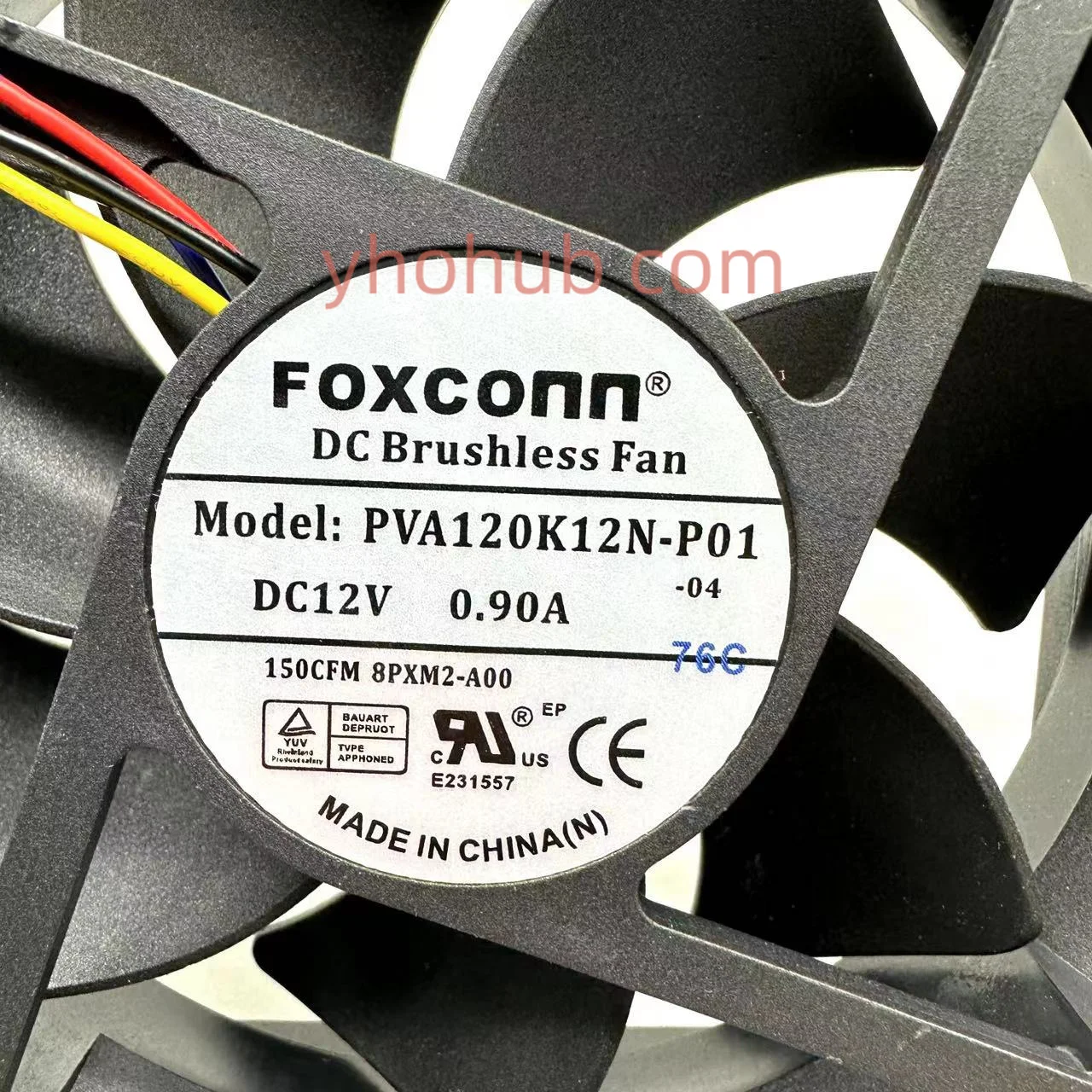 Foxconn Pva120k12n-p01 dc 12v 0.90a 120x120x38 mm Ventilador de Refrigeração do Servidor de Fios - Imagem 2